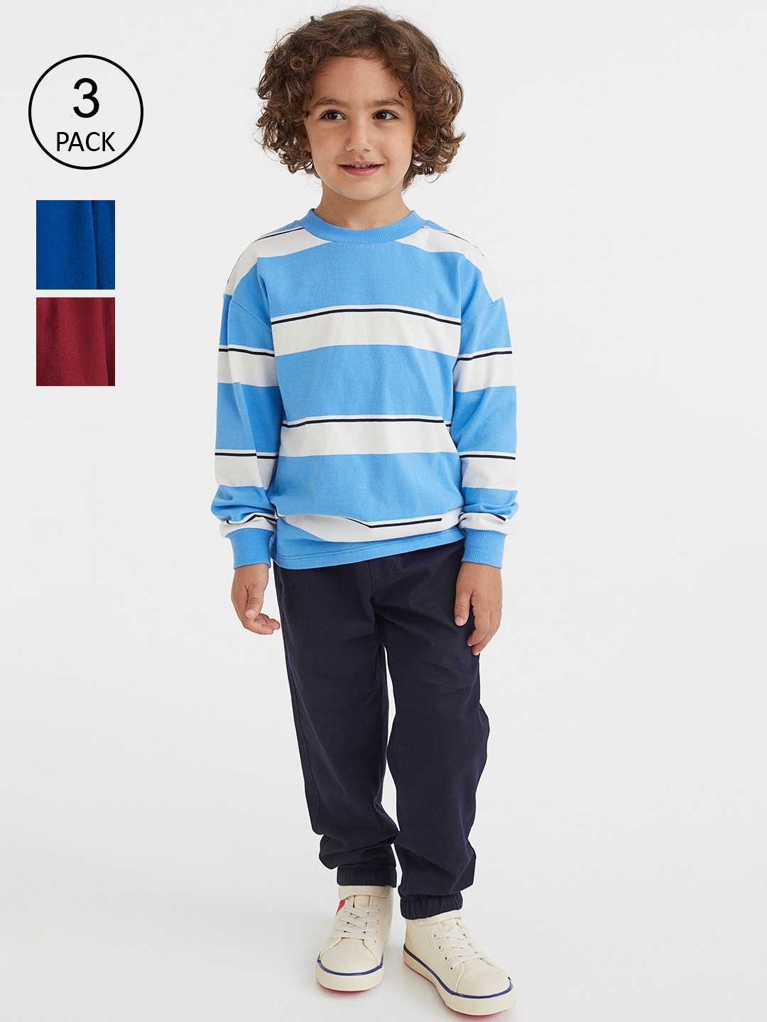 

H&M Boys 3-Pack Relaxed Fit Joggers, Blue