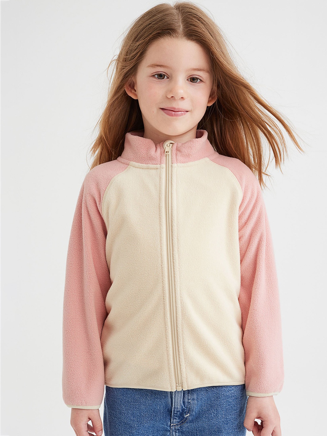 

H&M Girls Beige Fleece Jacket