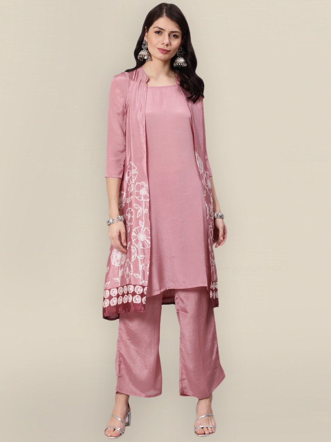 

Sangria Women Mauve Kurta Trousers & Jacket