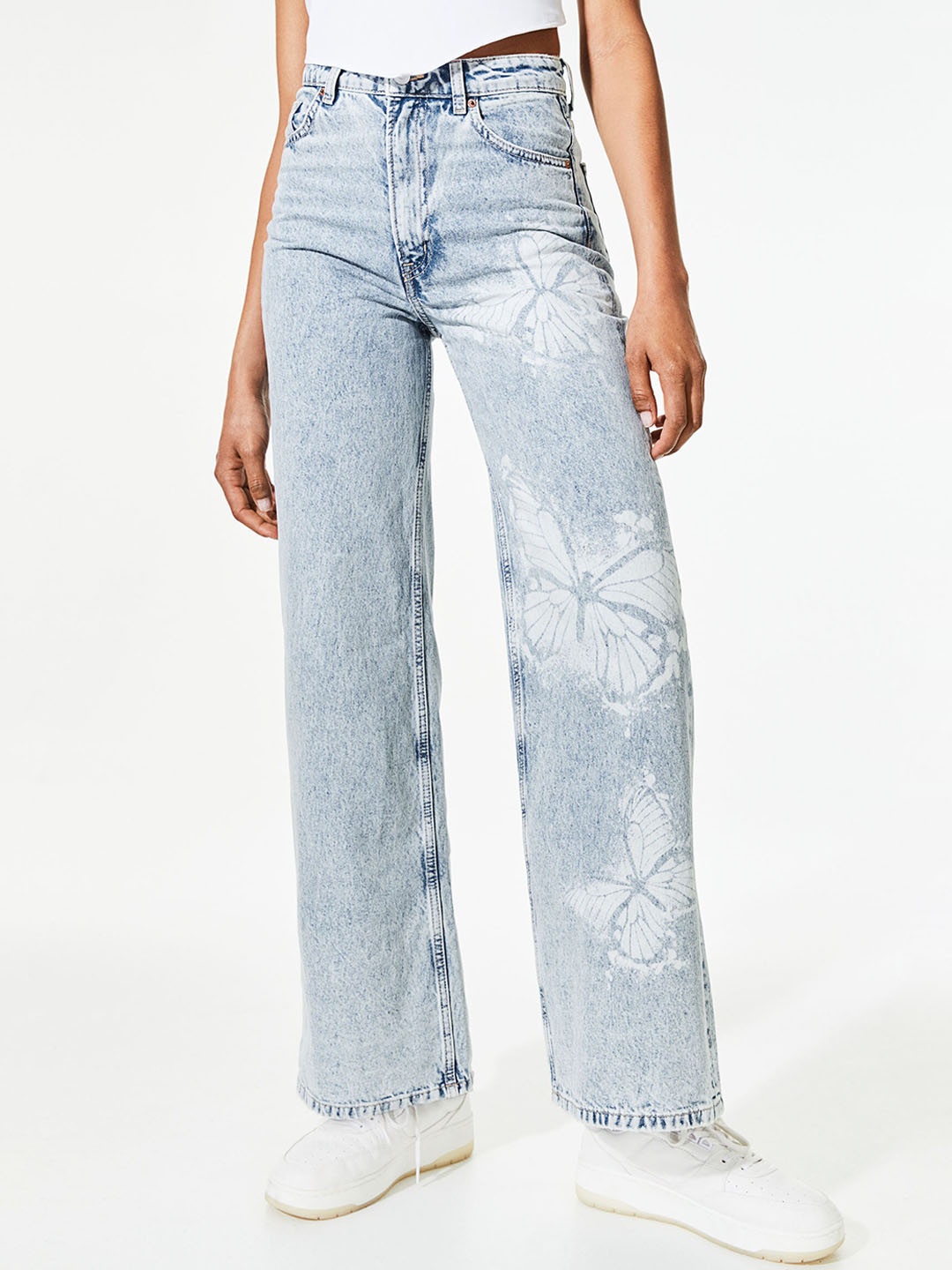 

H&M Women Blue Wide High Jeans