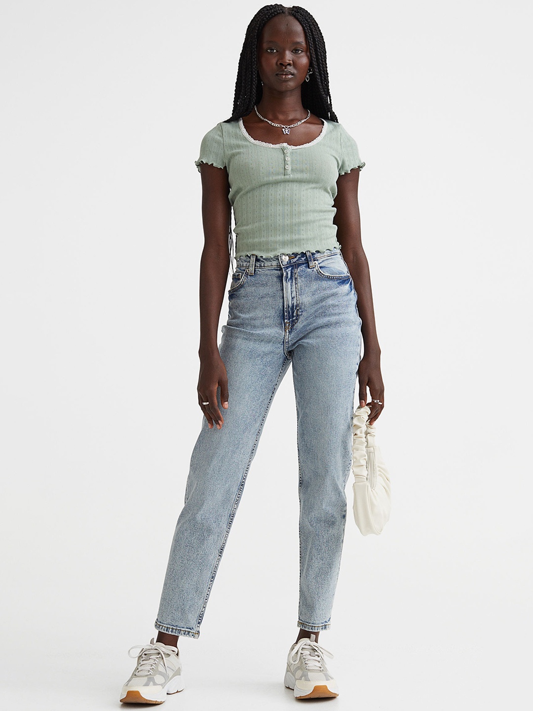 

H&M Women Blue Mom Loose-Fit High Ankle Jeans