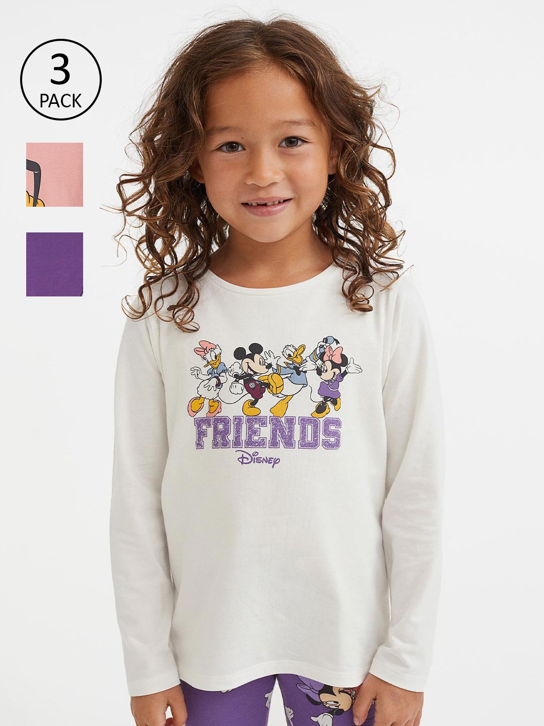 

H&M Girls Pink & Purple 3-Pack Printed Tops