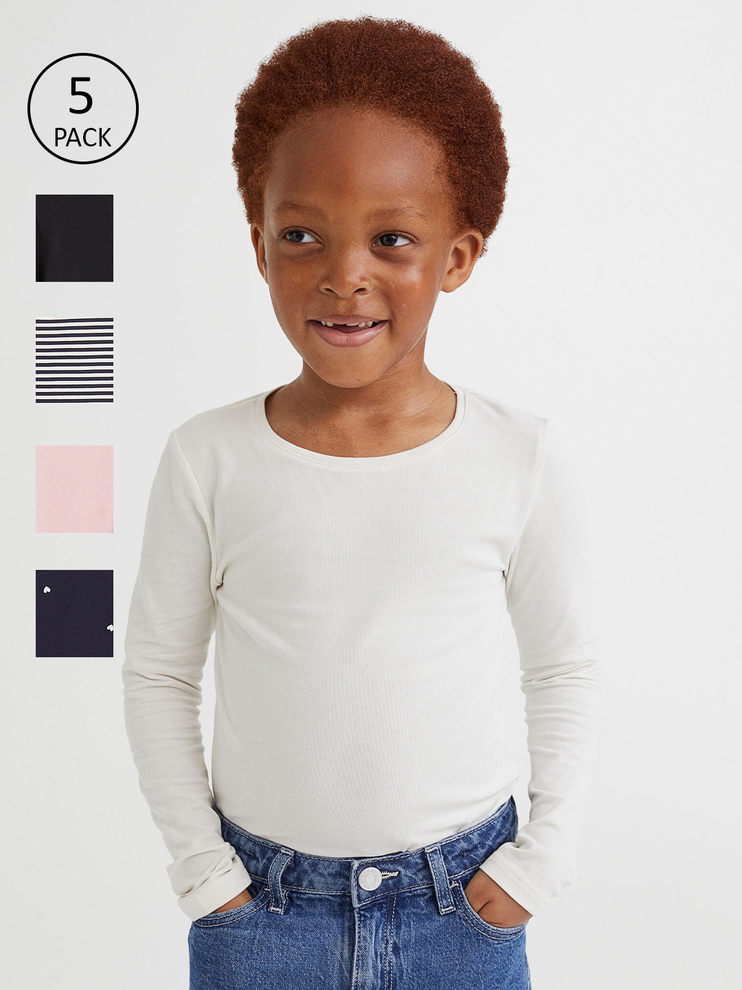 

H&M Kids 5 Pack Jersey Tops, Black