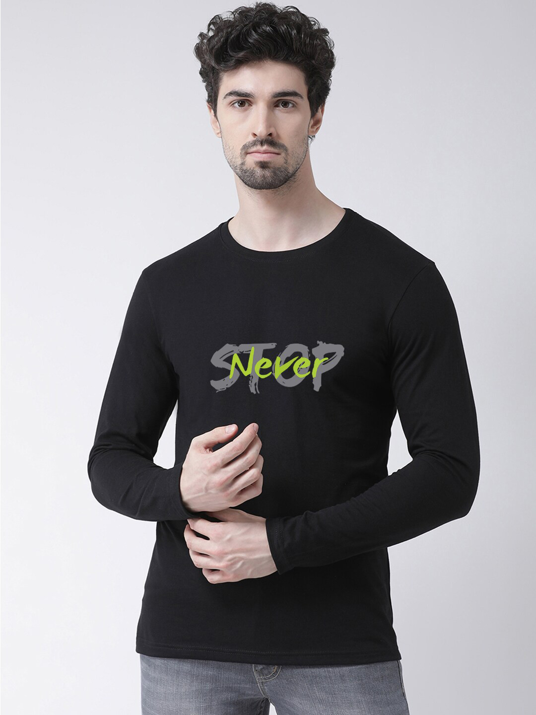 

Friskers Men Black Typography T-shirt