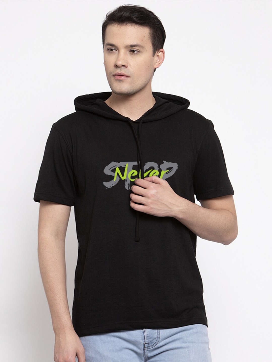 

Friskers Men Black Typography Printed T-shirt