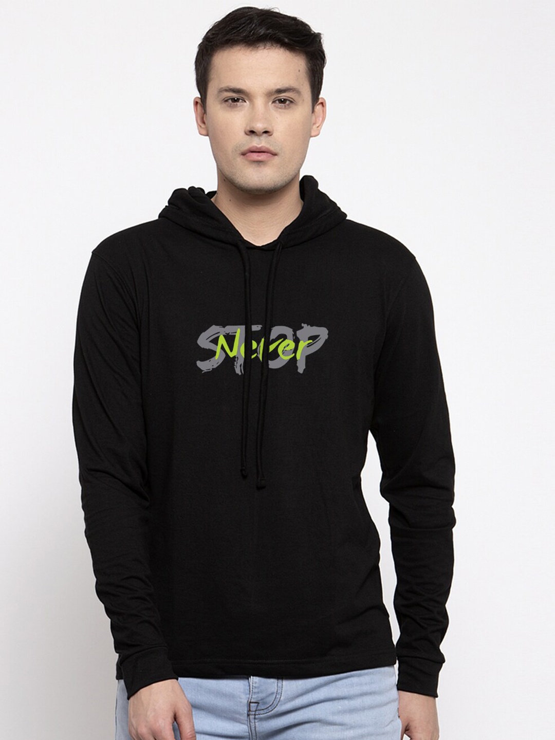 Friskers Men Black Typography Printed T-shirt