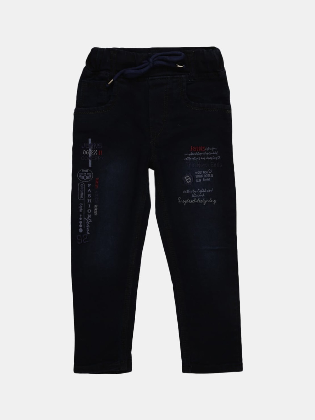 

V-Mart Boys Blue Printed Classic Medium Waist Jeans