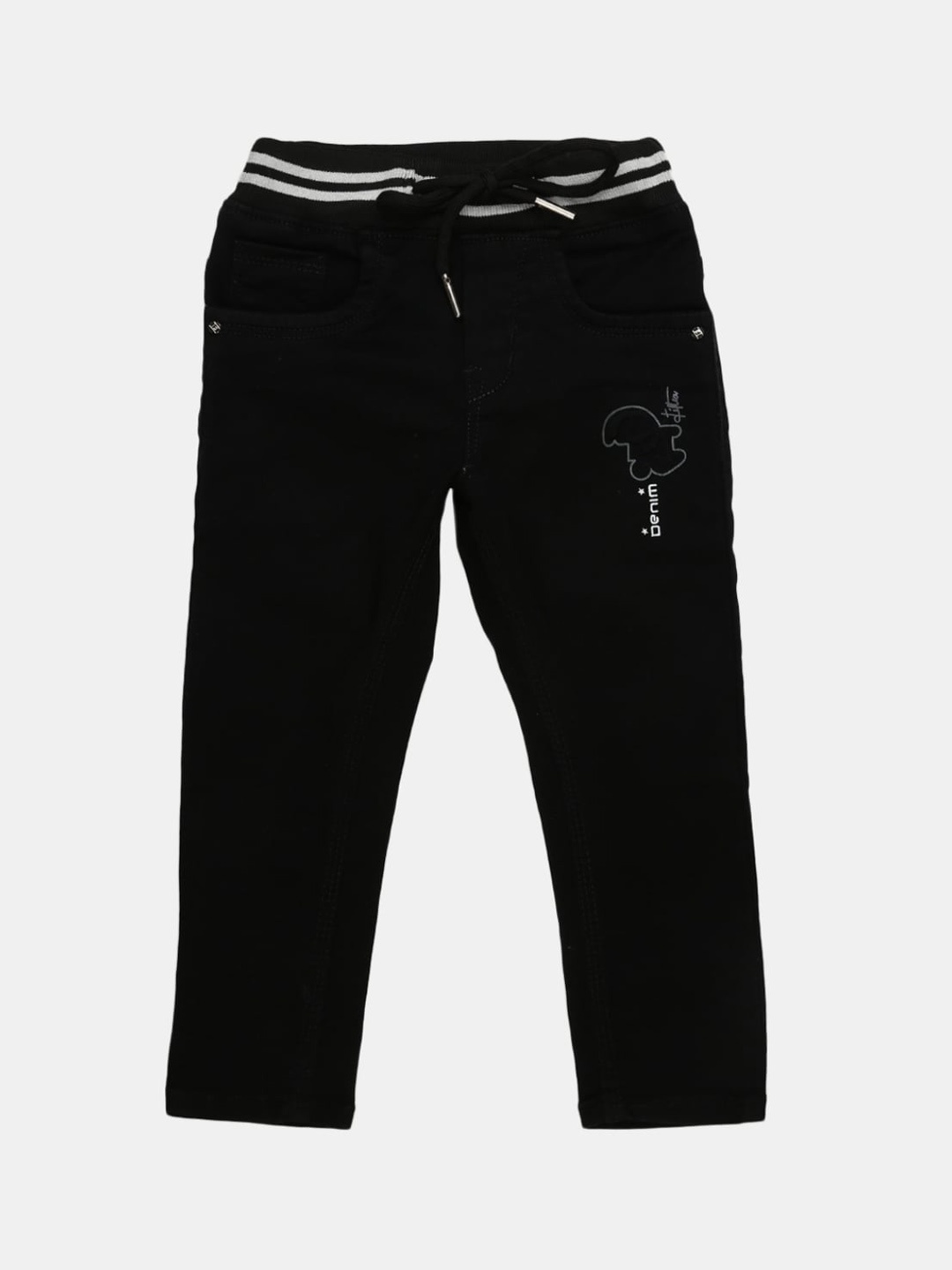 

V-Mart Boys Black Classic Low Distress Jeans
