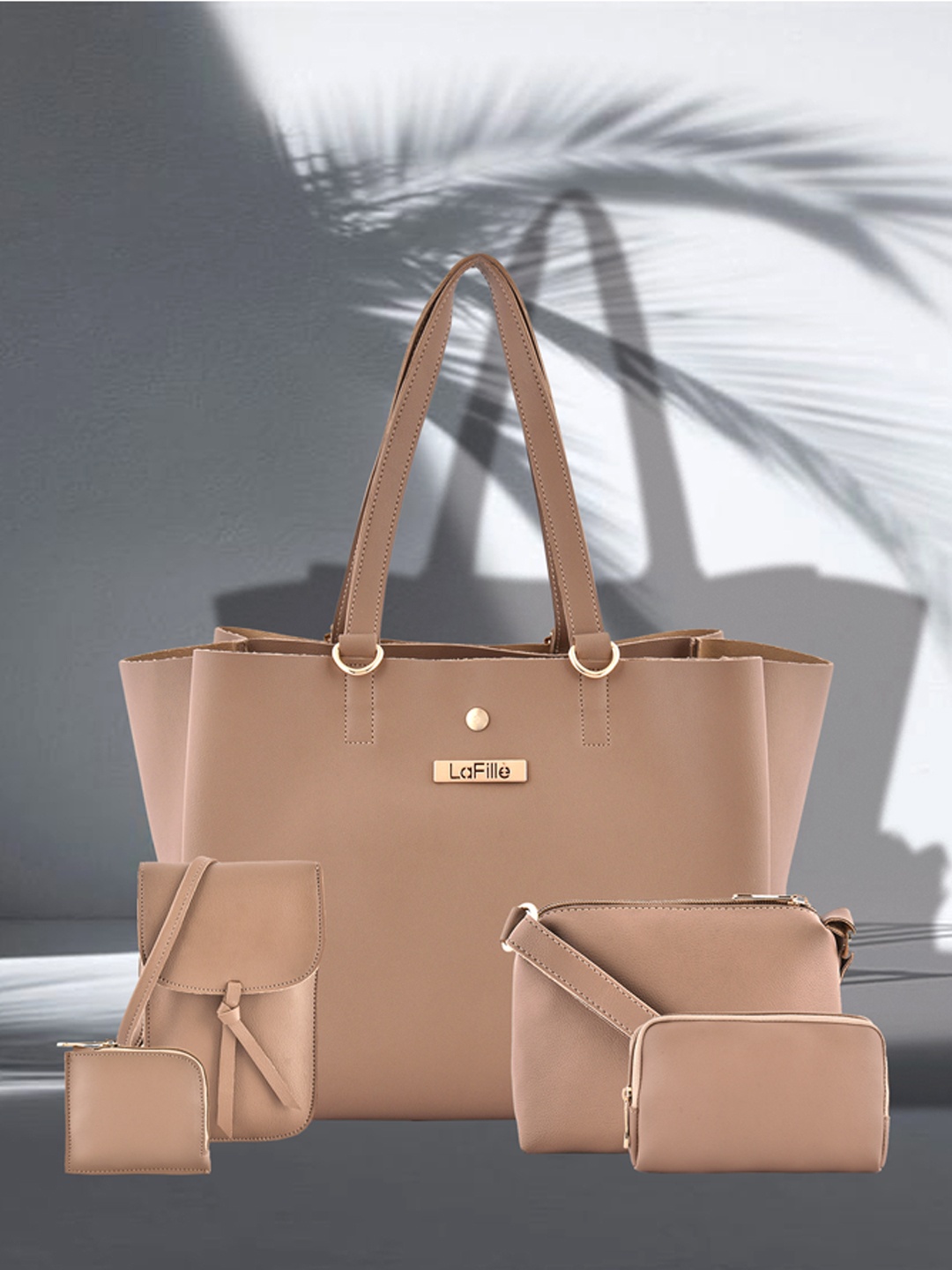 

LaFille Women Beige PU Structured Handheld Bag