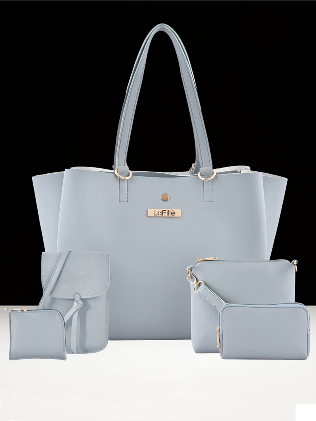 

LaFille Women Blue Set of 5 PU Structured Bag