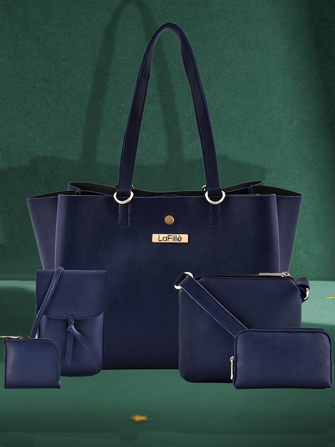 

LaFille Women Navy Blue PU Structured Handheld Bag