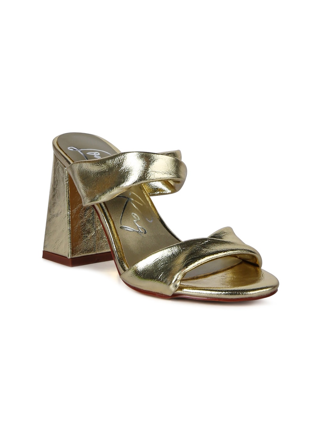 

London Rag Women Gold-Toned PU Party Block Heels