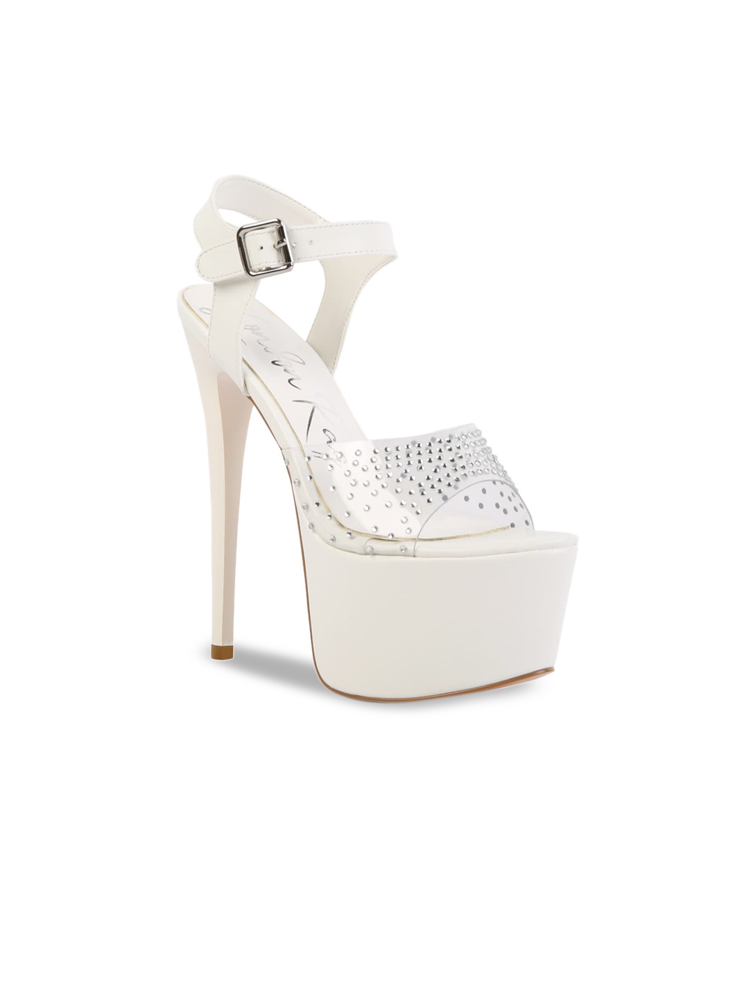 

London Rag White PU Party Stiletto Sandals