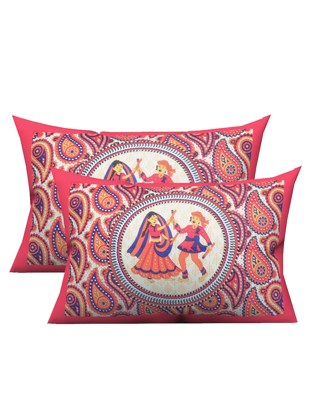 

Urban Magic Set Of 2 Red Printed Pure Cotton 104 TC Pillow Covers