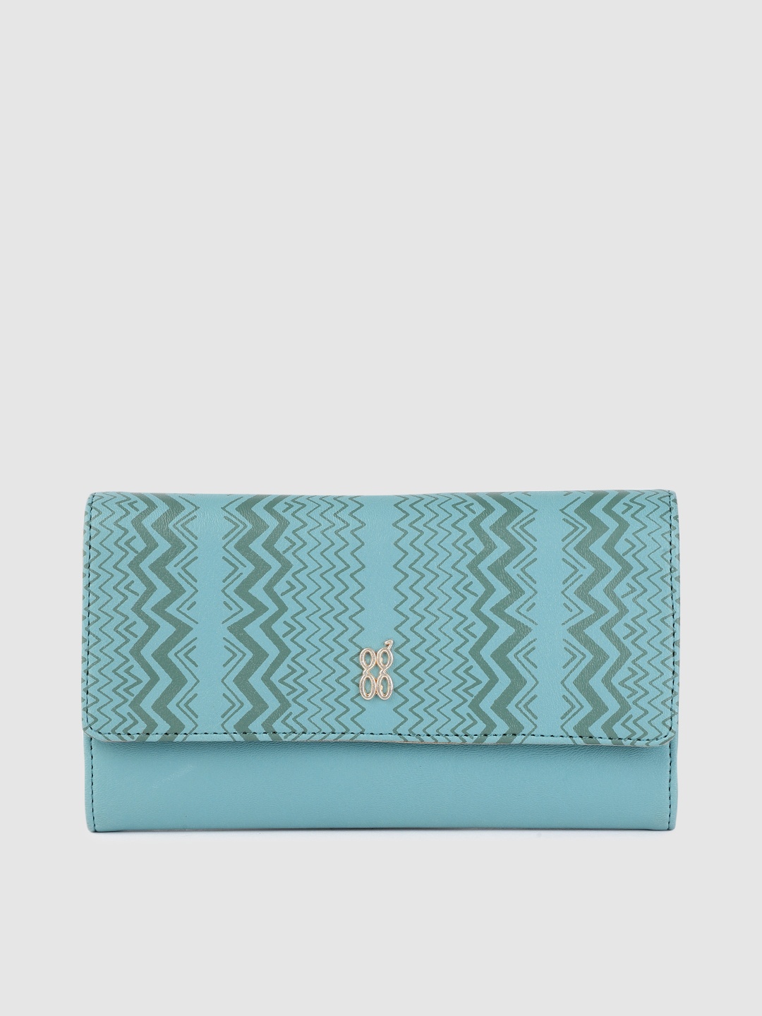 

Baggit Women Blue Geometric Printed Three Fold Wallet