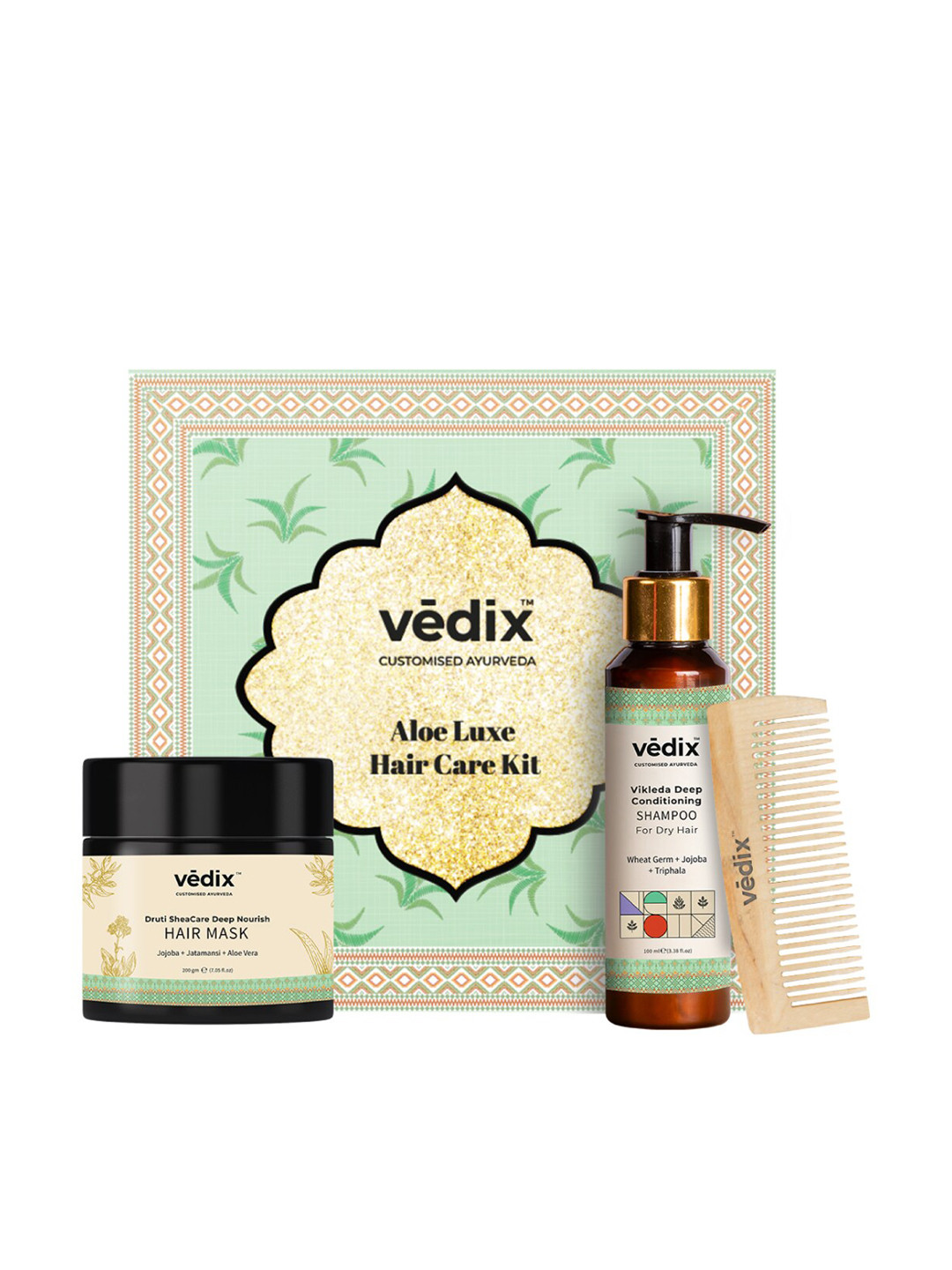 

VEDIX Pack Of 3 Aloe Luxe Hair Care Gift Kit, Shampoo + Hair Mask + Neem 300gm, Na
