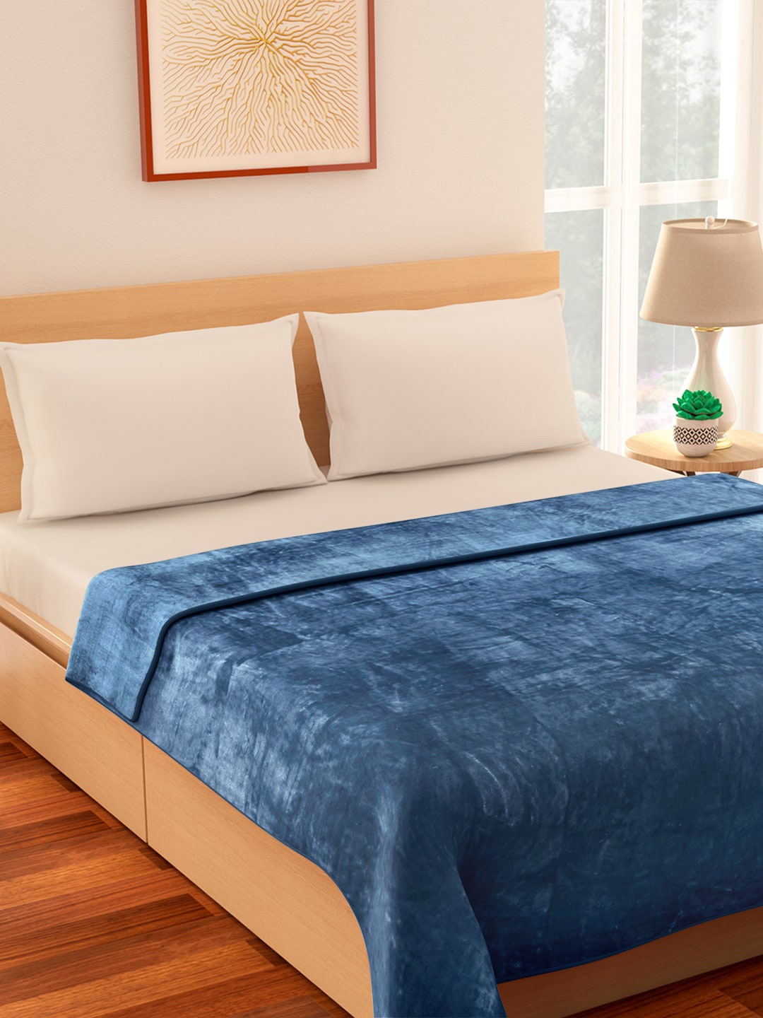 

Living scapes by Pantaloons Navy Blue Summer 300 GSM Double Bed Blanket