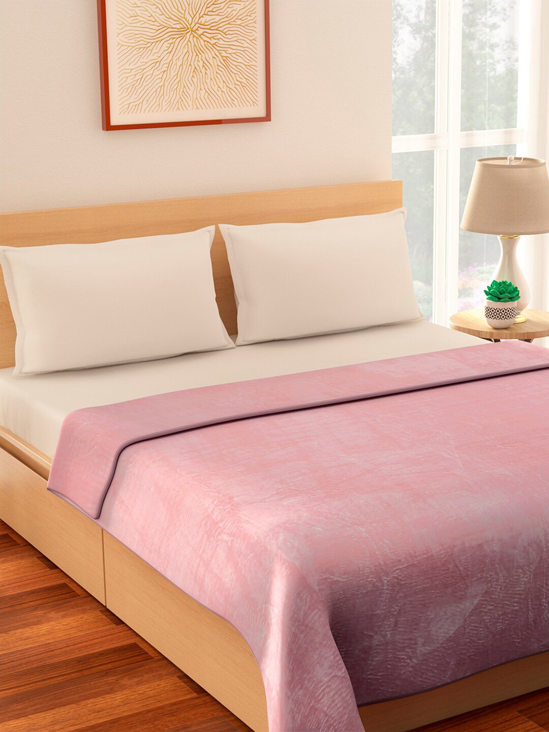 

Living scapes by Pantaloons Pink Summer 300 GSM Double Bed Blanket