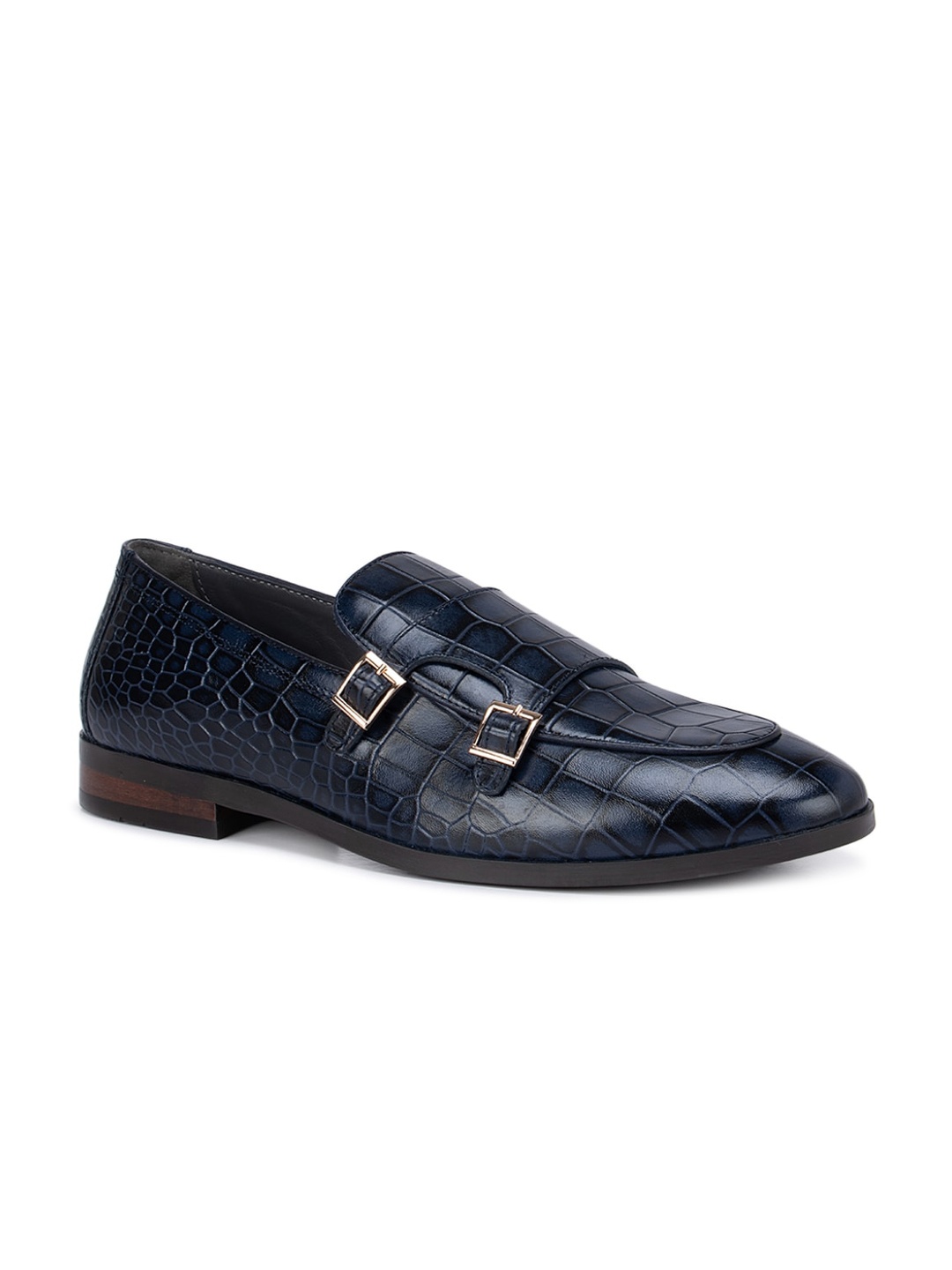 

ROSSO BRUNELLO Men Navy Blue Textured Leather Formal Loafers