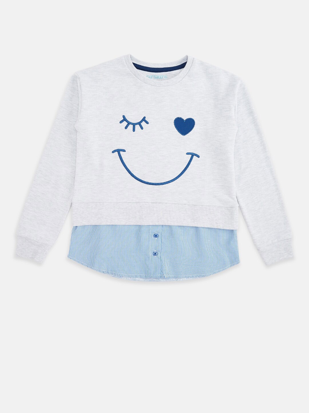 

Pantaloons Junior Girls Grey Melange Sweatshirt