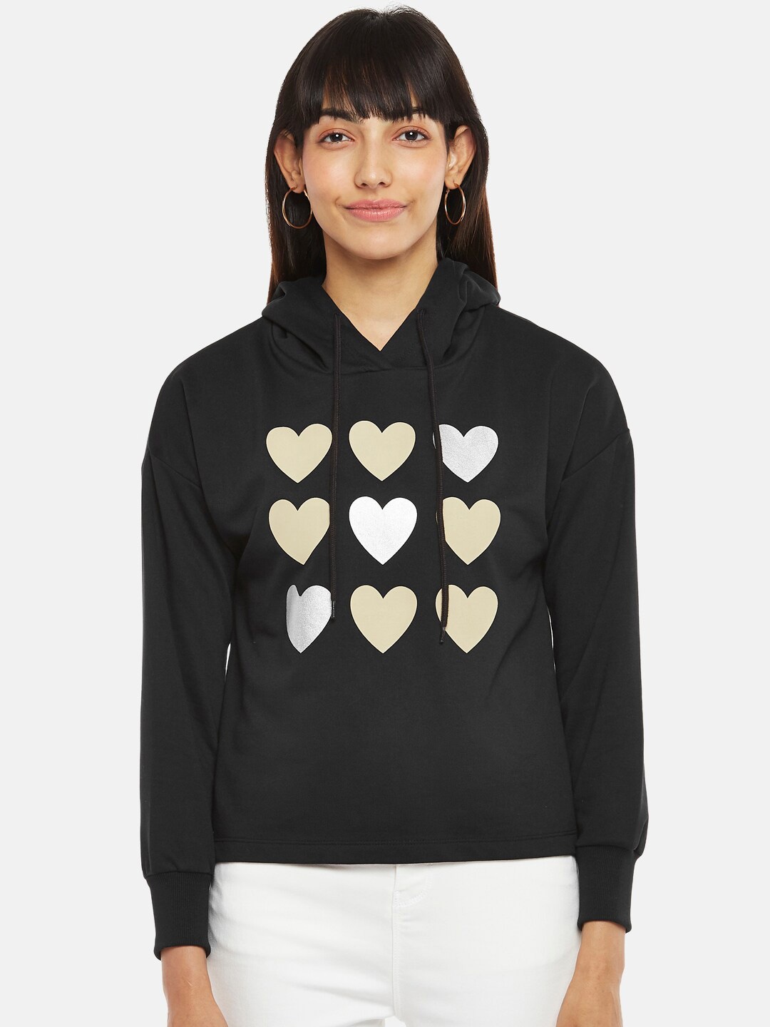

People Women Black Printed Sweatshirt