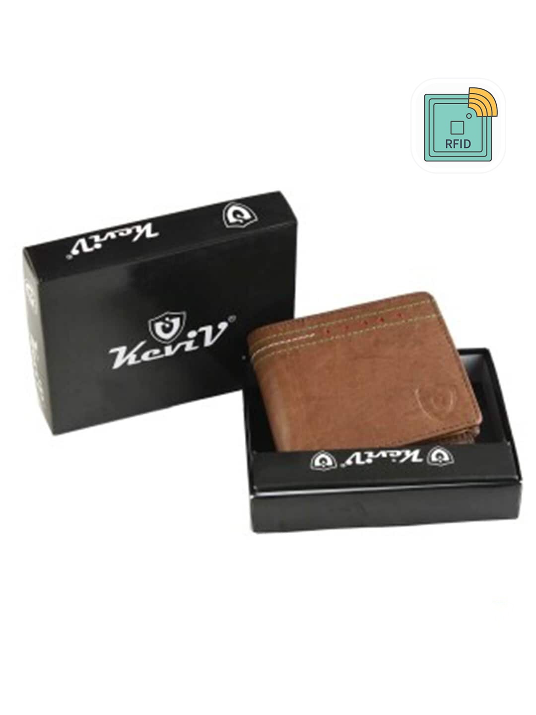 

Keviv Men Brown Leather Two Fold Wallet