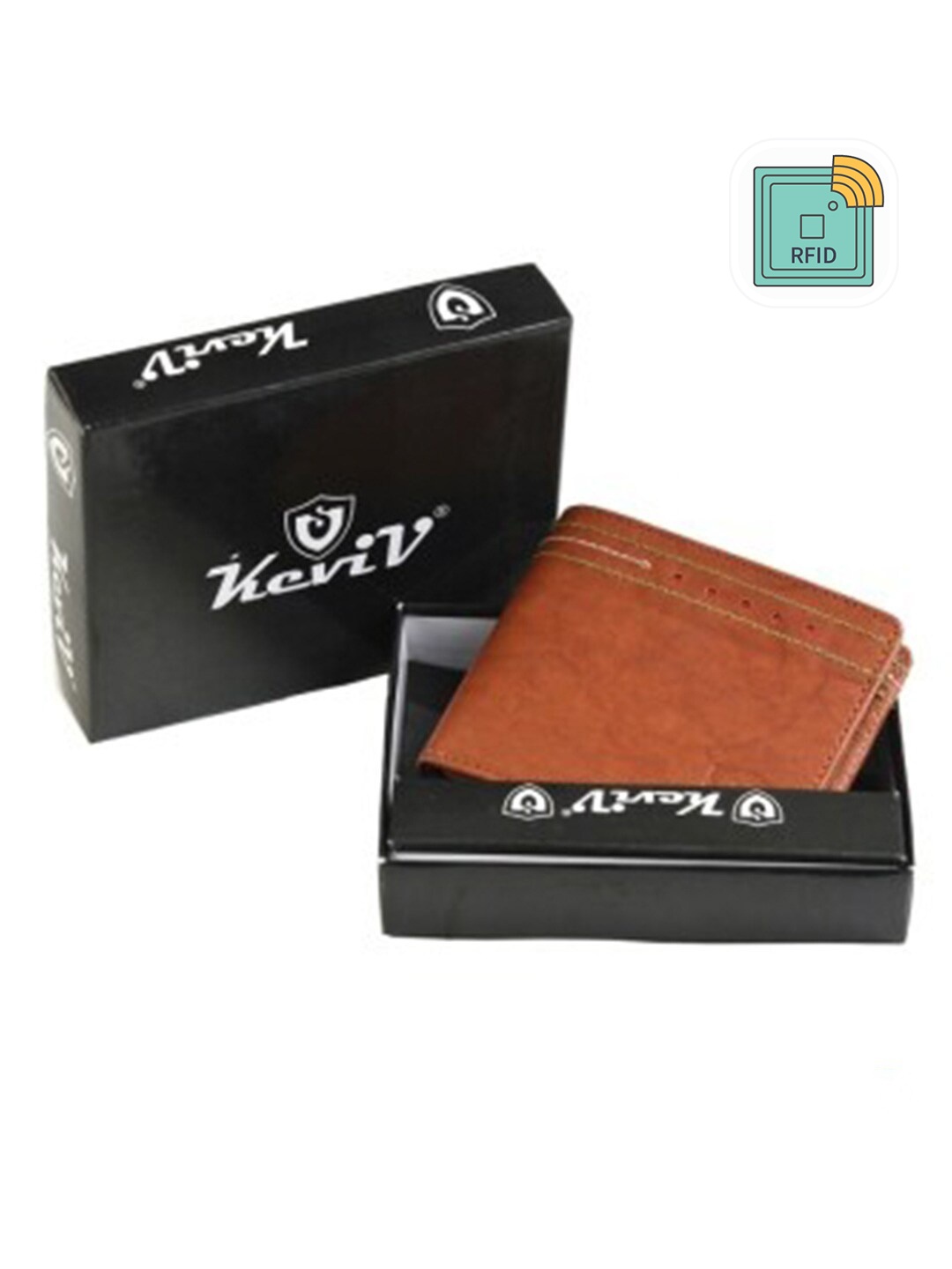 

Keviv Men Brown Leather Two Fold Wallet