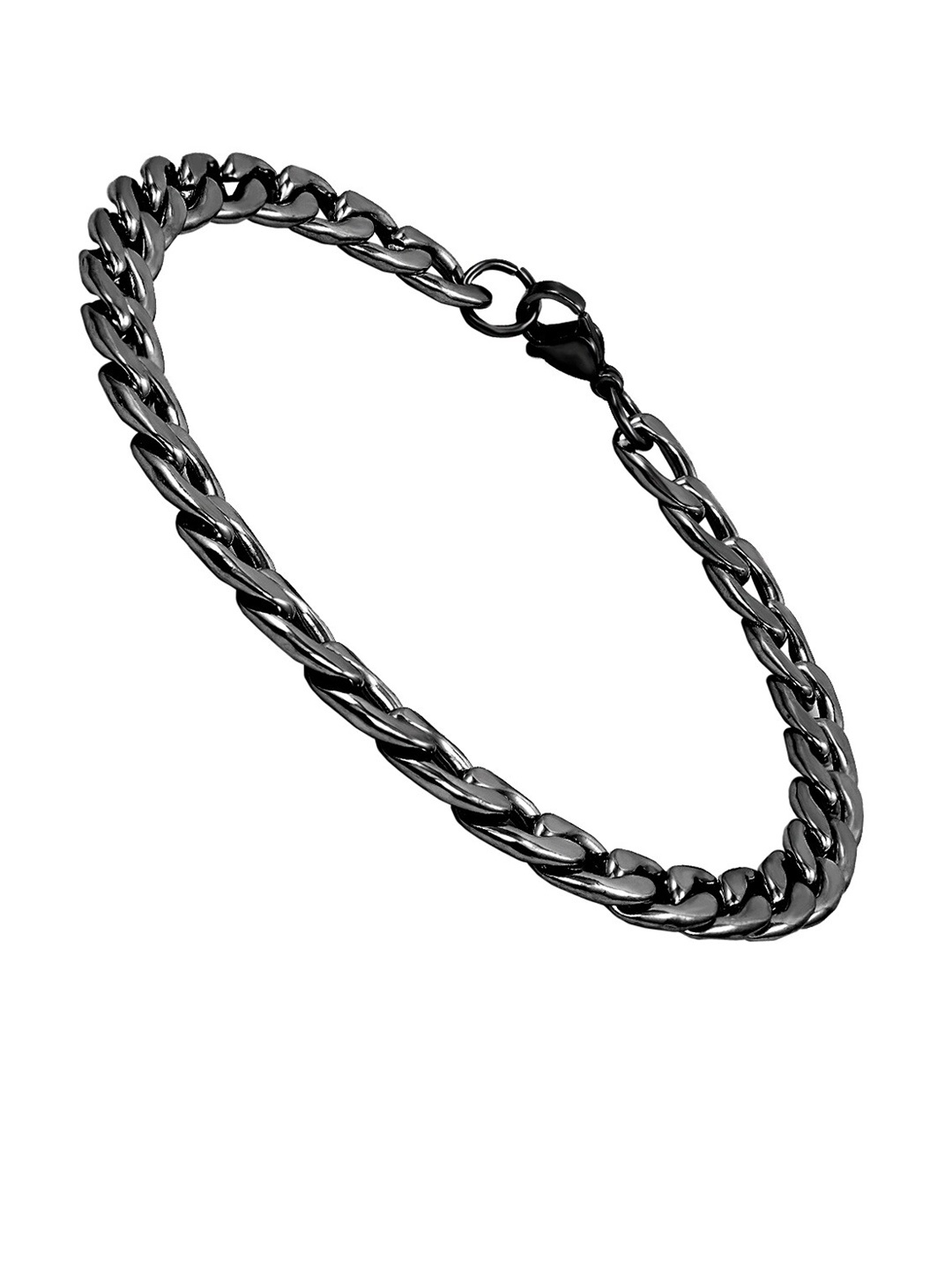 

NAKABH Men Black Silver-Plated Link Bracelet