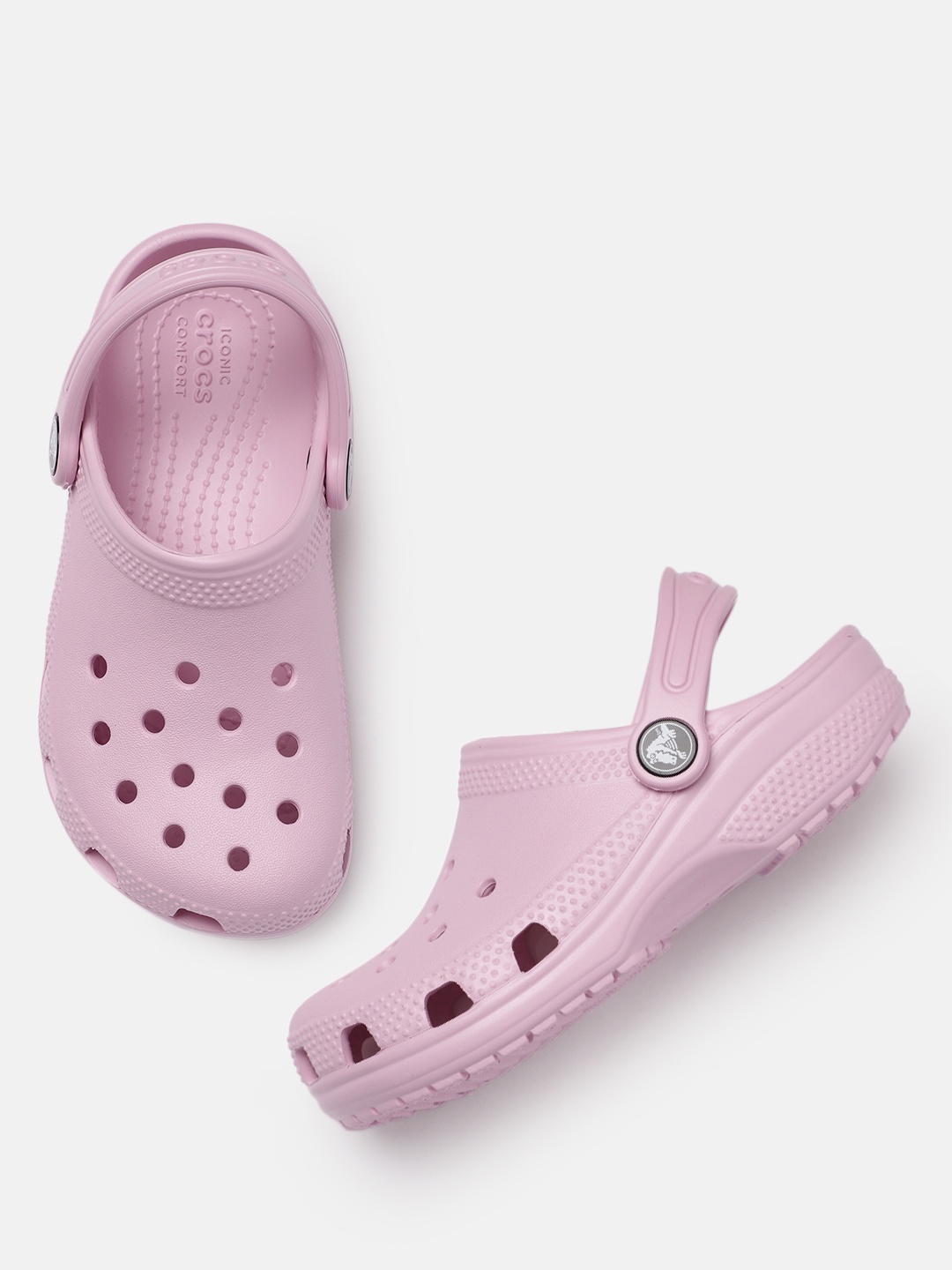 

Crocs Unisex Kids Pink Solid Classic Clogs with Back Strap