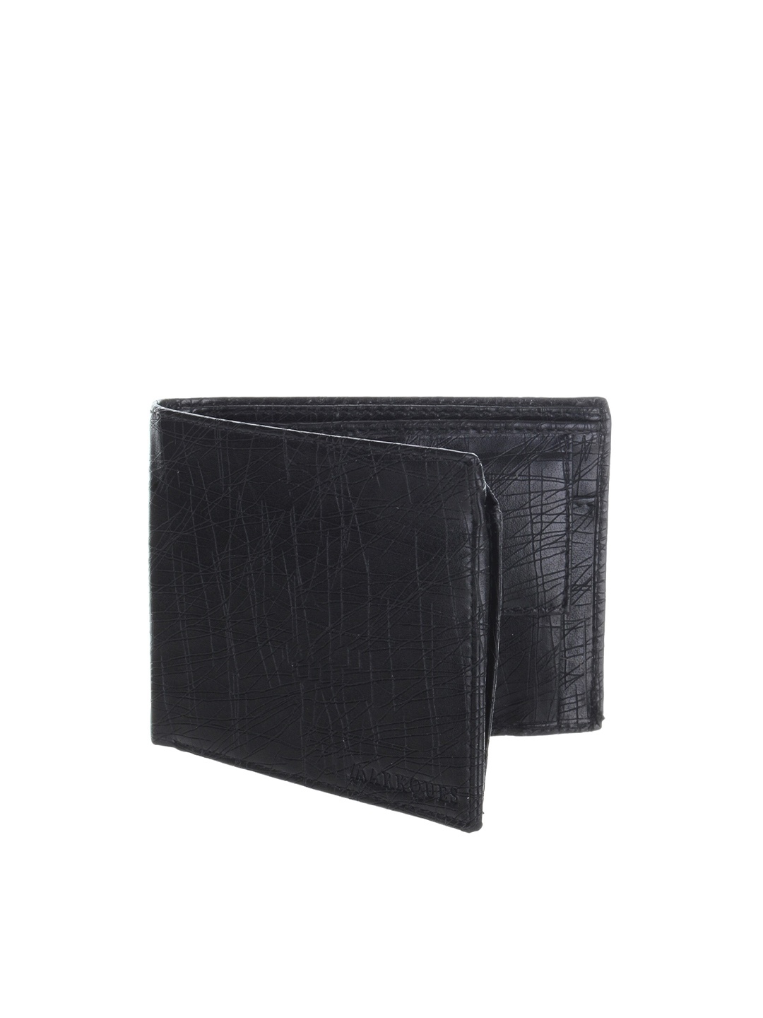 

MARKQUES Men Black Leather Two Fold Wallet with SIM Card Holder