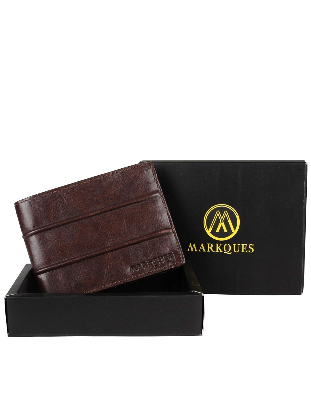 

MARKQUES Men Brown Leather Two Fold Wallet