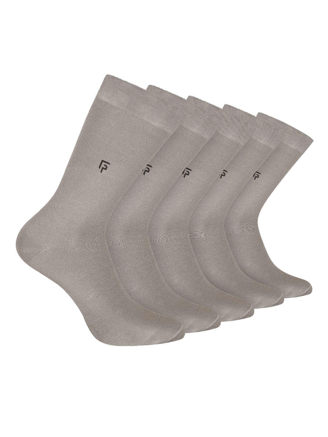 

FOOTPRINT Men 5 Pairs Anti Odour Organic Cotton Calf-Length Solid Bamboo Formal Socks, Grey