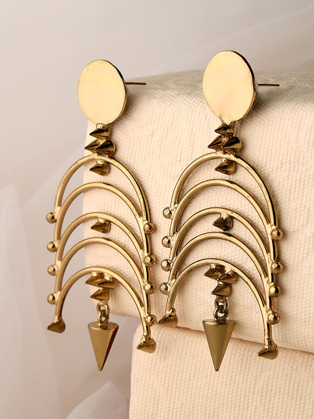

ToniQ Gold-Toned Geometric Shaped Drop Earrings