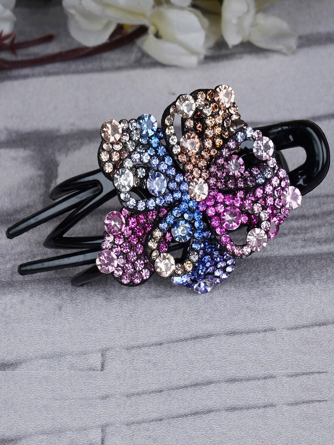 

MIZORRI Women Black & Purple Embellished Claw Clip
