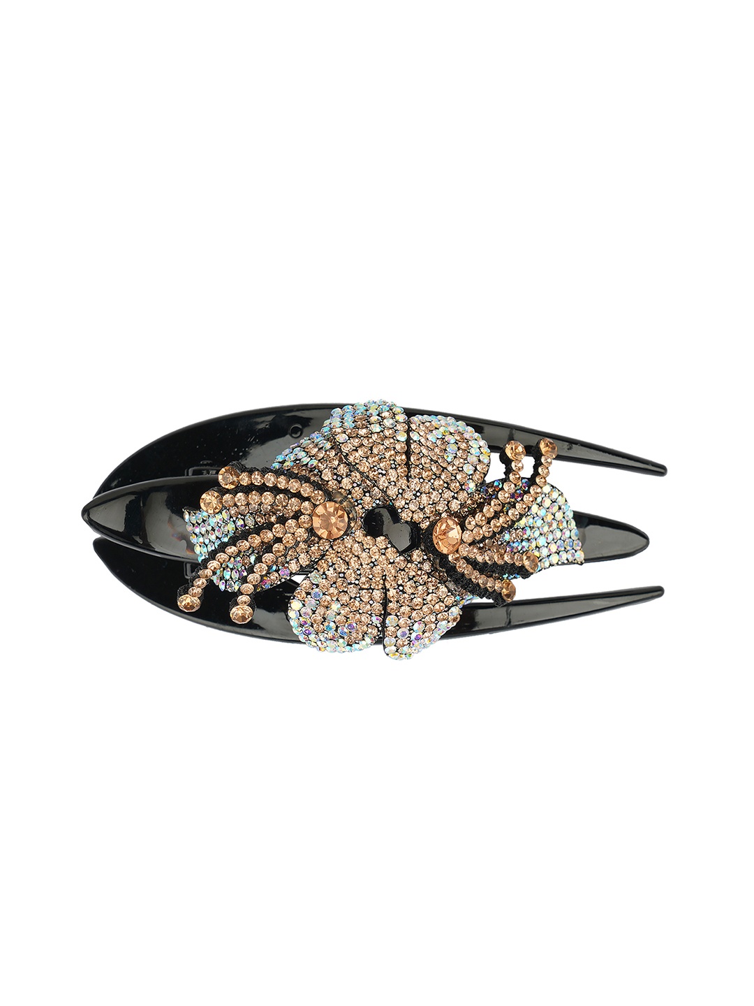 

MIZORRI Women Gold-Toned & Black Embellished Claw Clip