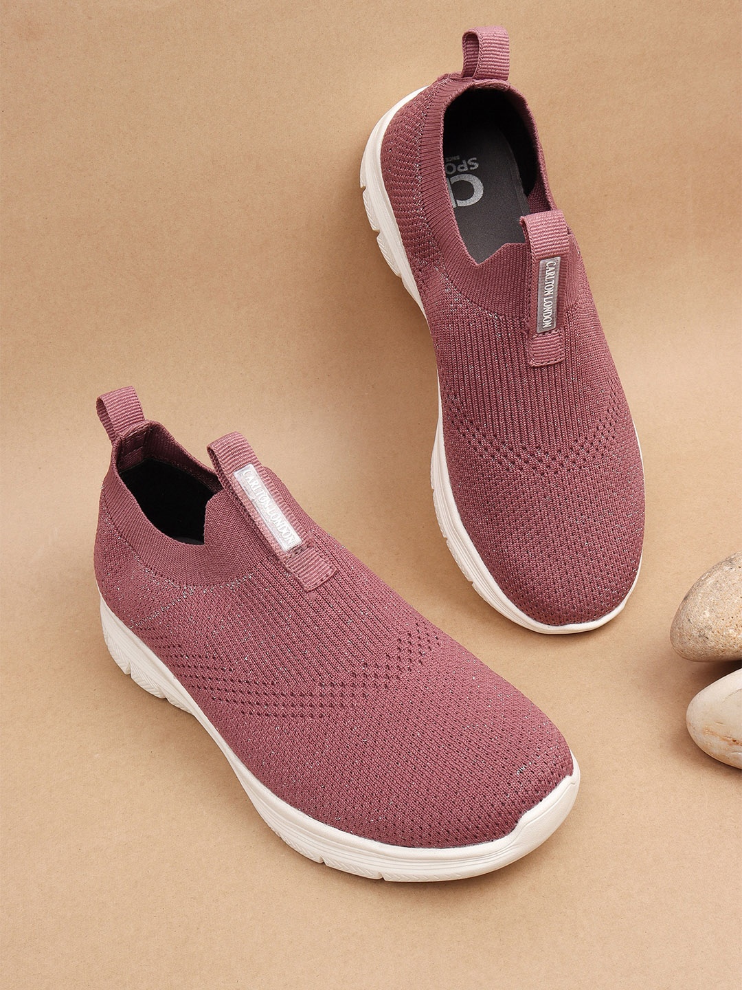 

Carlton London sports Women Pink Woven Design Slip-On Sneakers