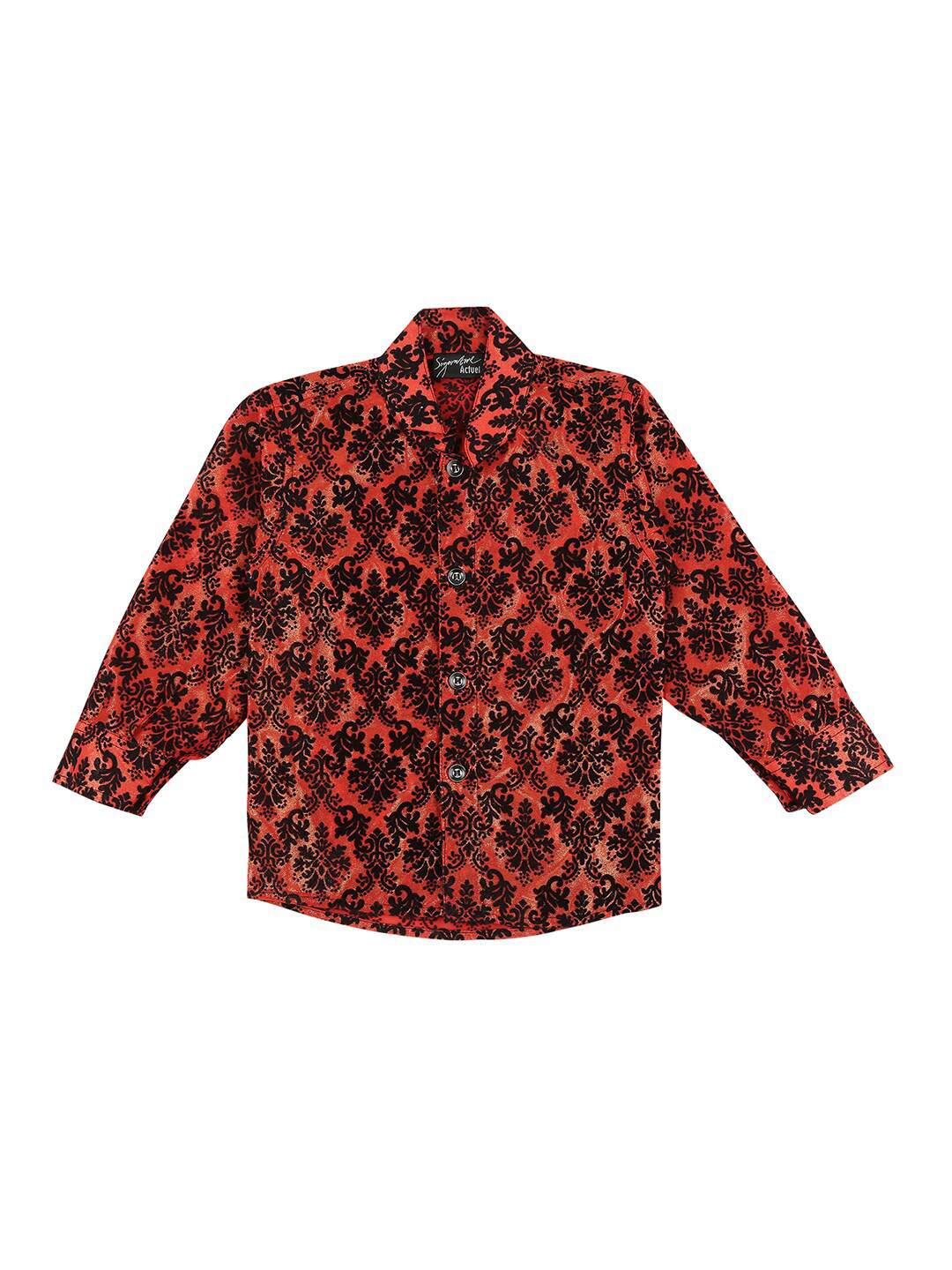 

Actuel Boys Orange Regular Fit Floral Printed Party Shirt