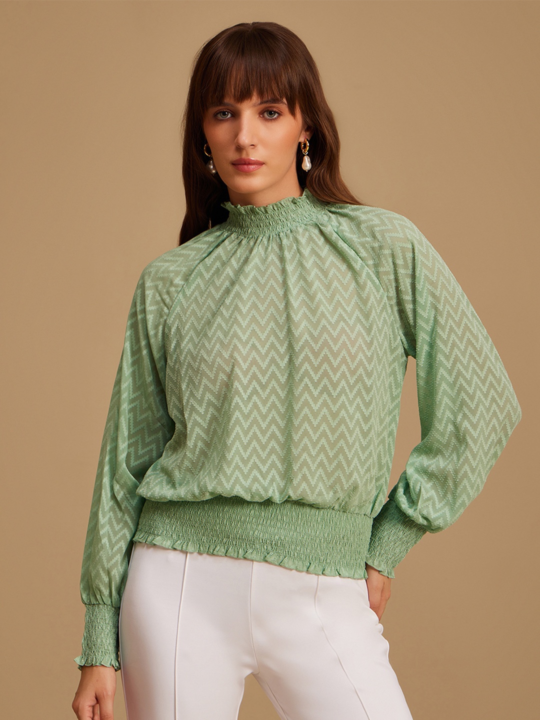 

Kazo Women Green Blouson Top