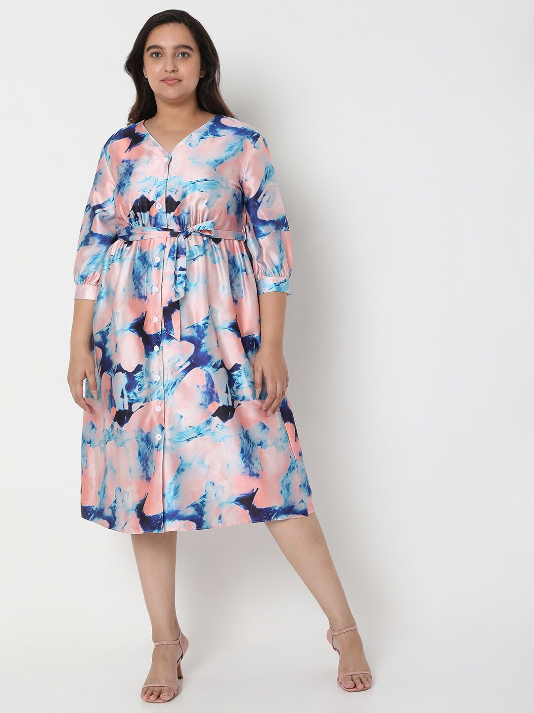 

Vero Moda Women Pink Floral A-Line Midi Dress