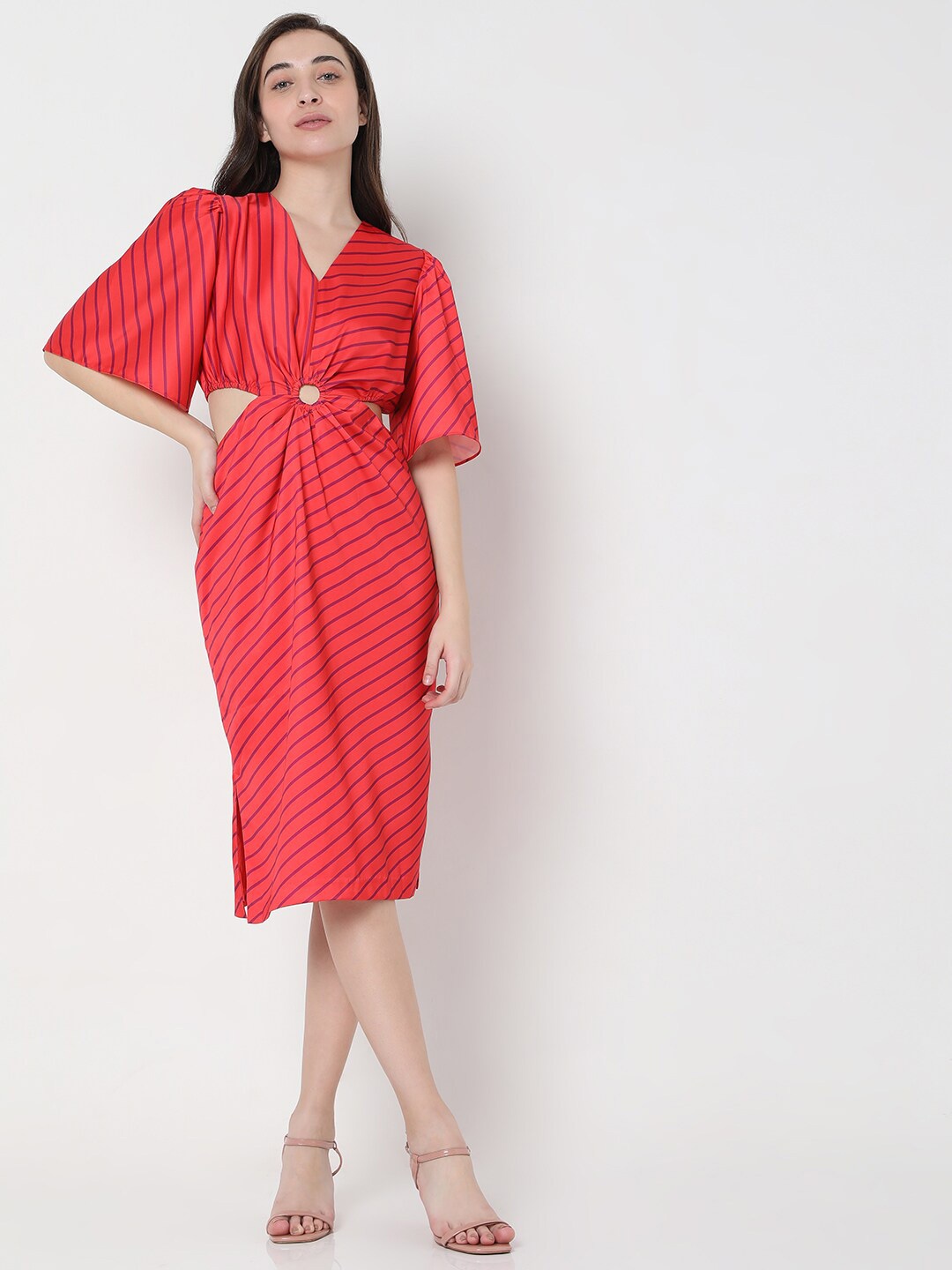 

Vero Moda Women Fushia Striped Dress, Fuchsia