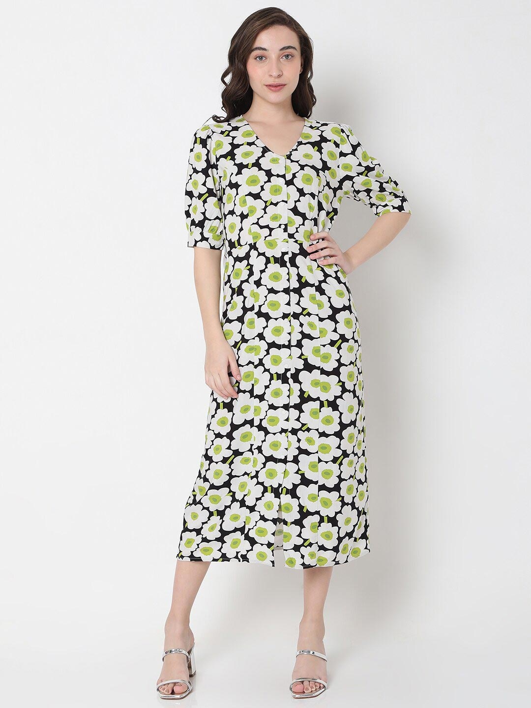 

Vero Moda White Floral A-Line Dress