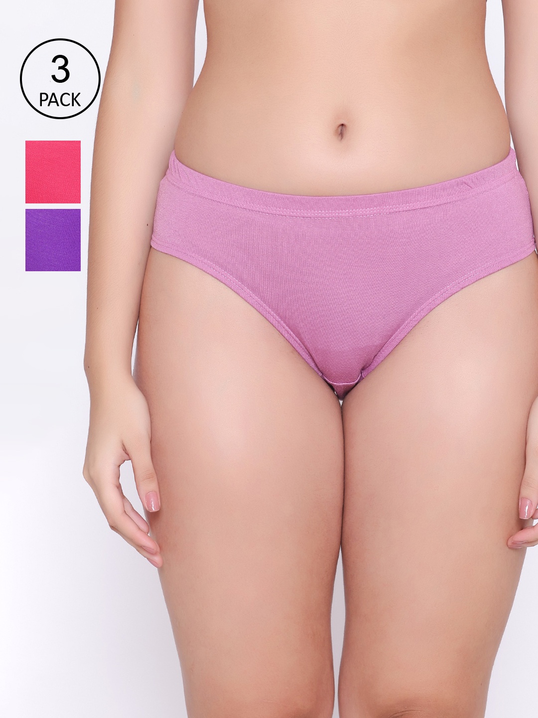 

ABELINO Women Pack of 3 Purple & Lavender Solid Basic Briefs