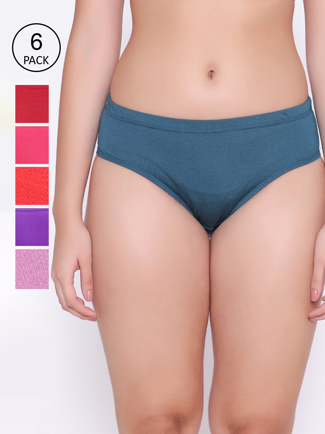 

ABELINO Women Set of 6 Pure Cotton Basic Briefs, Green
