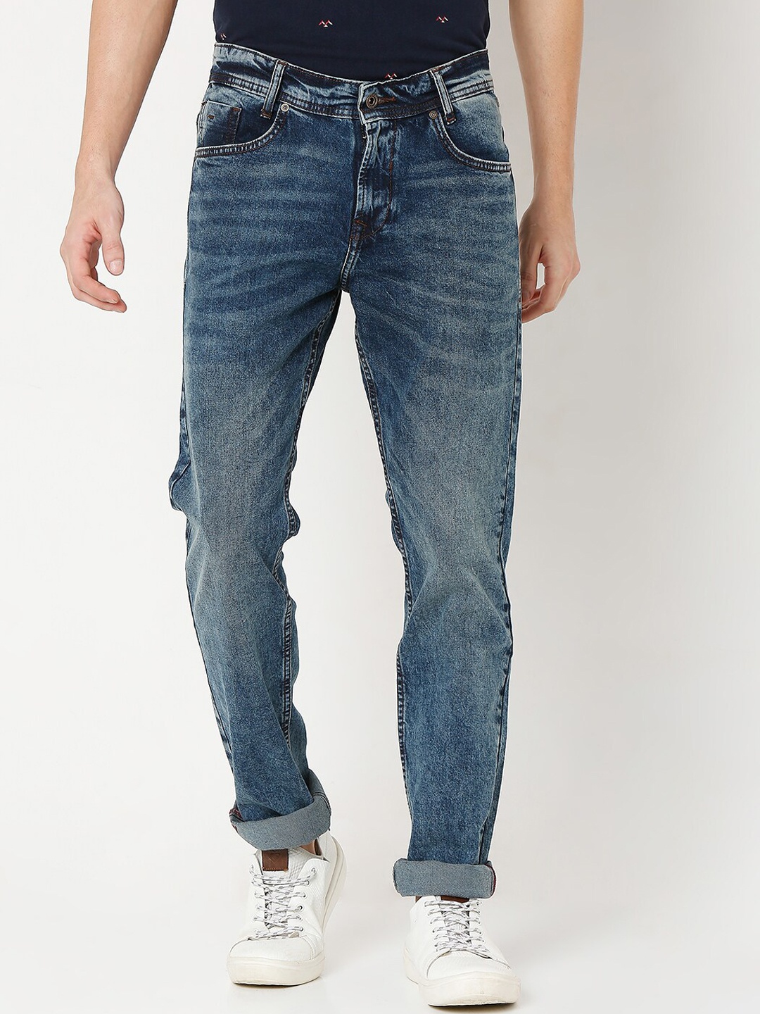 

Mufti Men Blue Heavy Fade Mid Rise Jeans