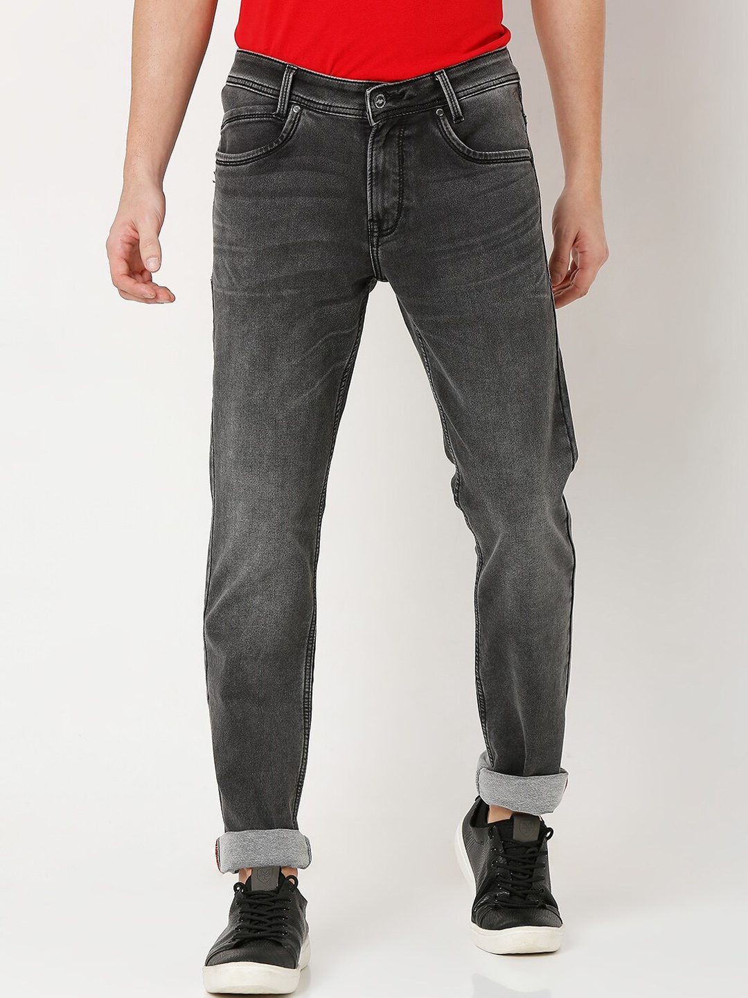 

Mufti Men Grey Slim Fit Heavy Fade Jeans
