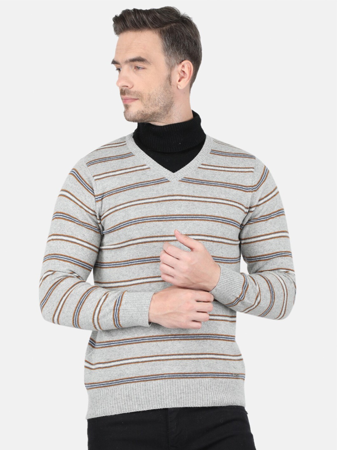 

Monte Carlo Men Grey Striped Pullover