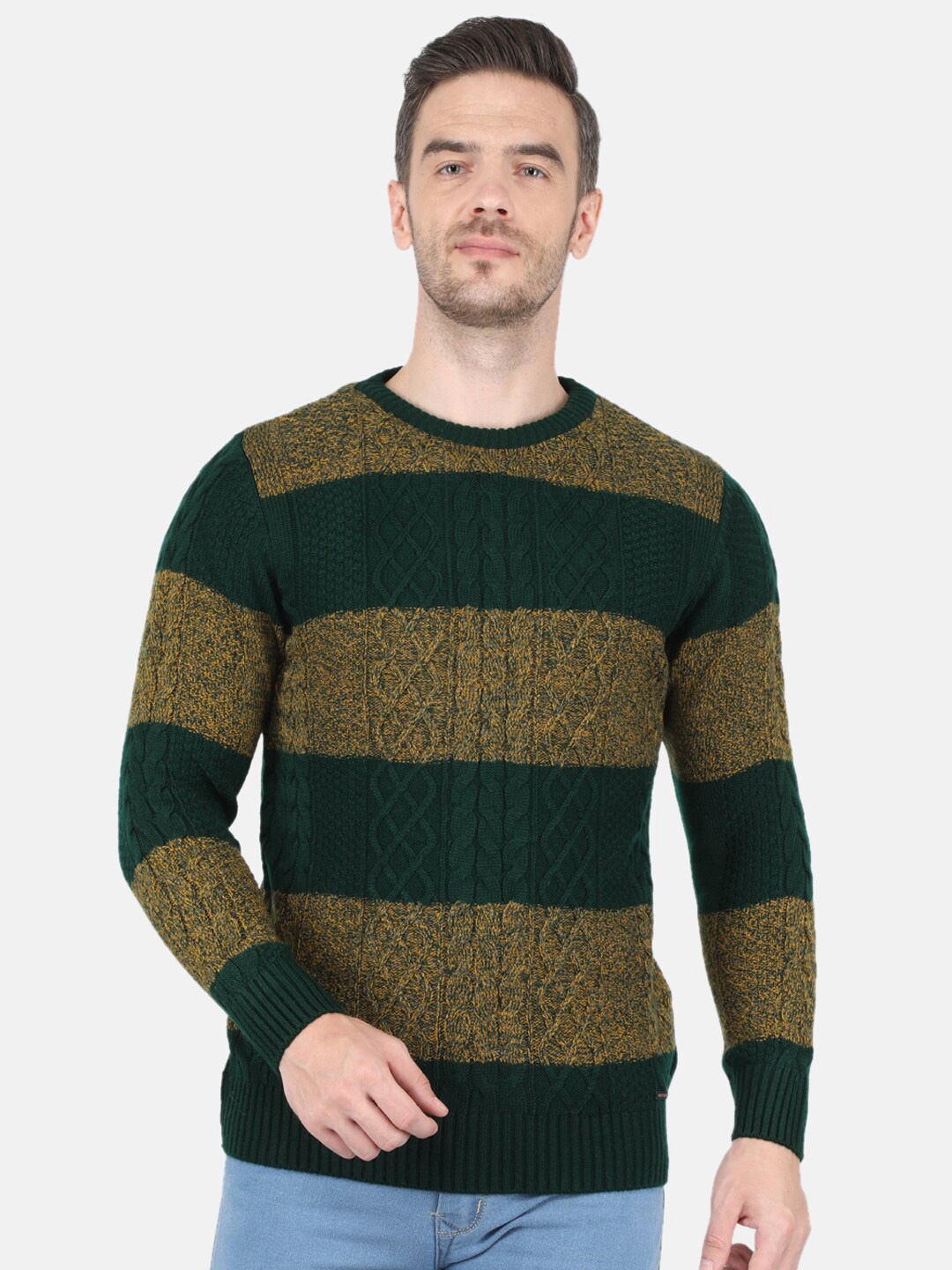 

Monte Carlo Men Green & Mustard Striped Pullover