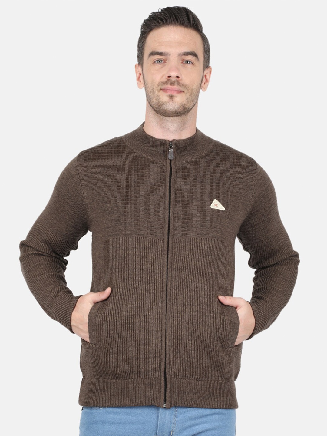 

Monte Carlo Mens Blend Wool Brown Designer Collar Pullover