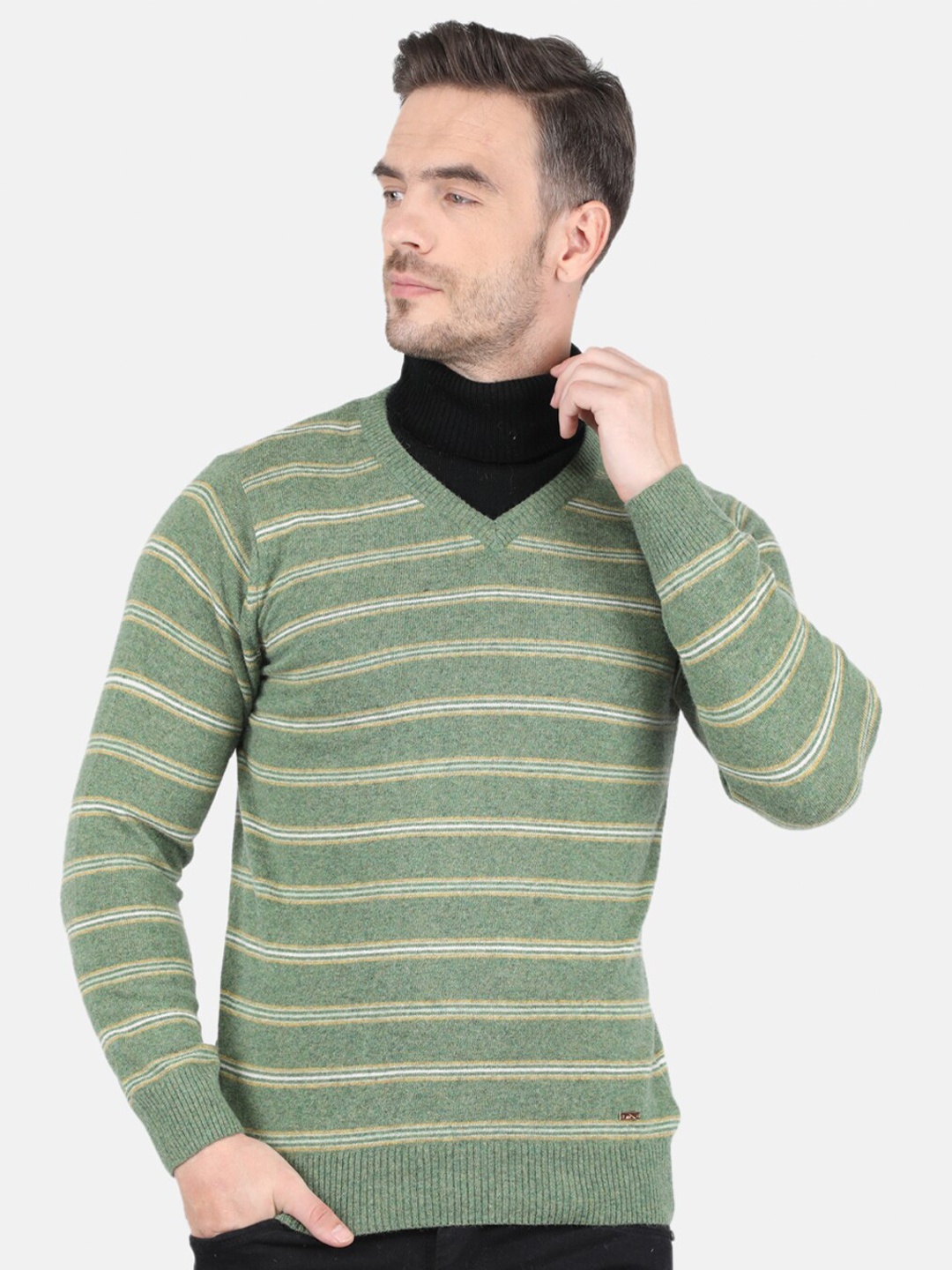 

Monte Carlo Men Green Striped Pullover