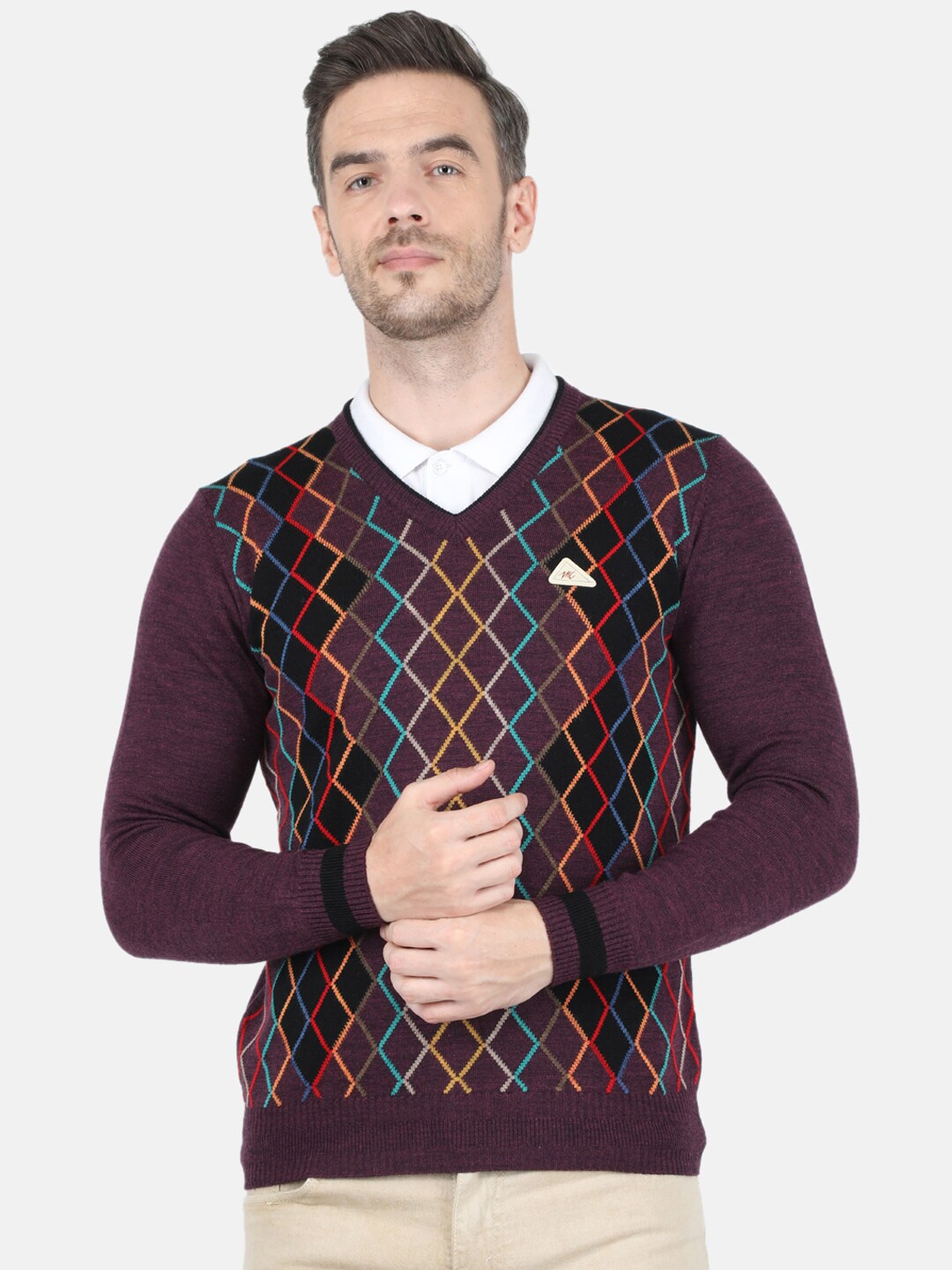 

Monte Carlo Men Purple & Blue Checked Pullover